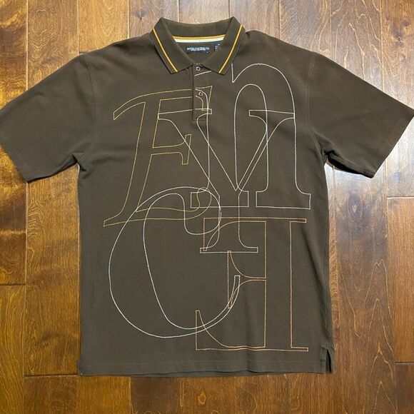 Enyce Vintage Y2K Baggy Giant Logo Brown Embroidered Polo Shirt Mens Size XXL - Picture 4 of 8